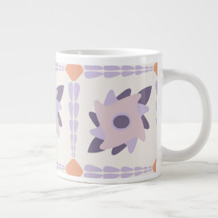 Caneca De Café Grande Azulejo decorativo colorido roxo pastel