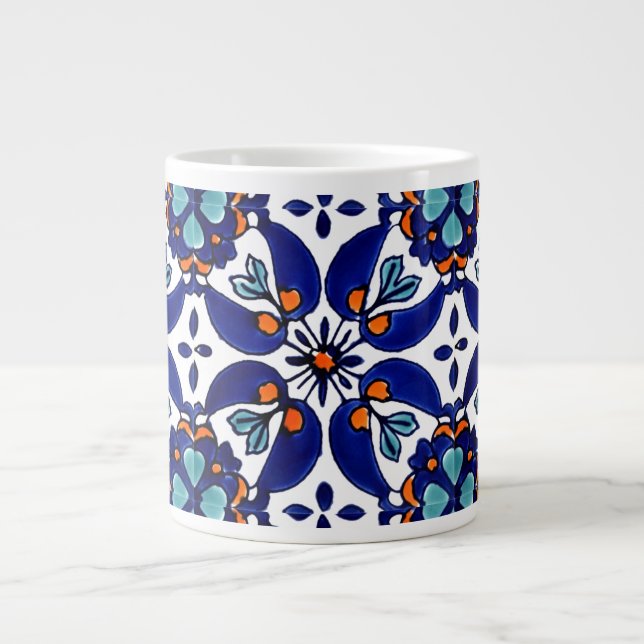 Caneca De Café Grande Azulejo mexicano Talavera Terracotta nº 1 (Frente)