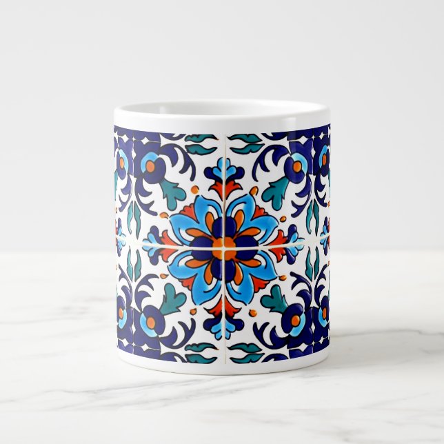 Caneca De Café Grande Azulejo mexicano Talavera Terracotta nº 9 (Frente)