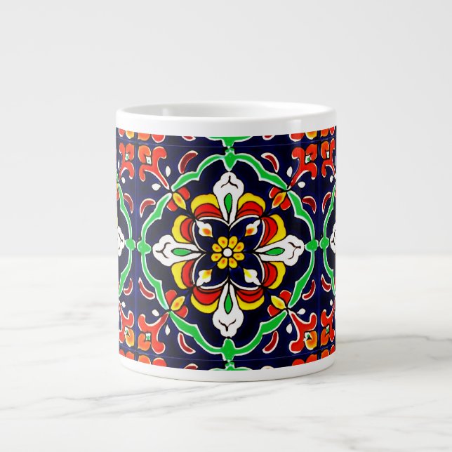 Caneca De Café Grande Azulejo mexicano Talavera Terracotta n.o 2 (Frente)