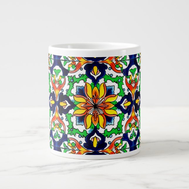 Caneca De Café Grande Azulejo mexicano Talavera Terracotta n.o 6 (Frente)