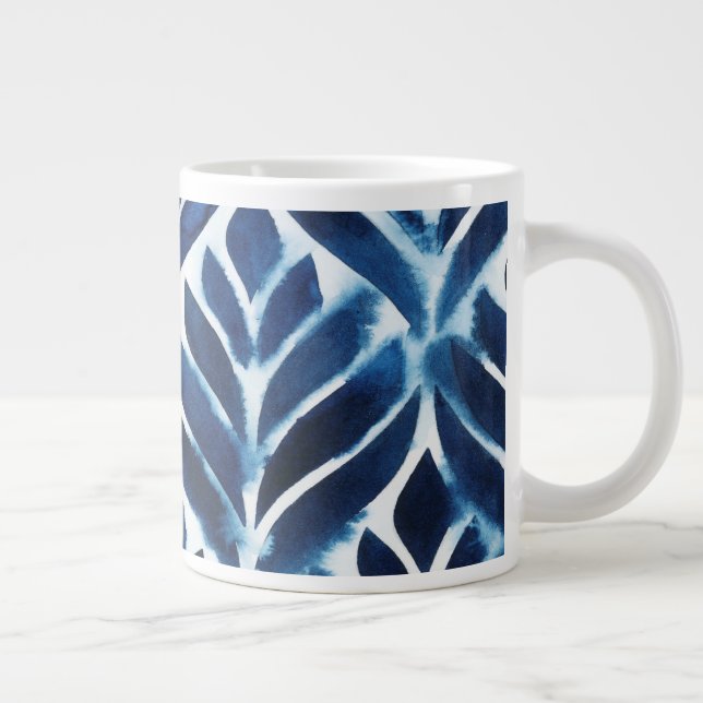 Caneca De Café Grande Azulejos de cobalto para aquarelas IV (Direita)