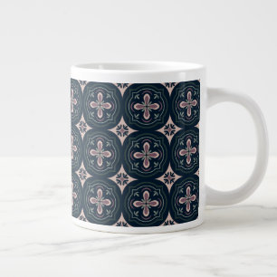 Caneca De Café Grande azulejos geométricos florais de cores terrosas
