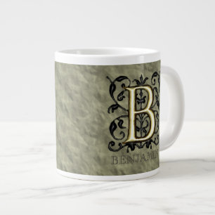 Caneca De Café Grande B - Monograma gravado do vintage