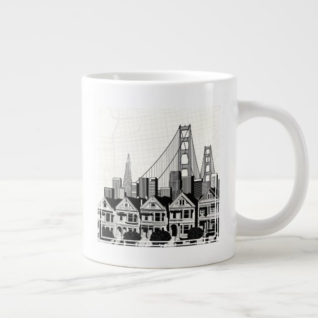 Caneca De Café Grande B&W São Francisco Califórnia (Direita)