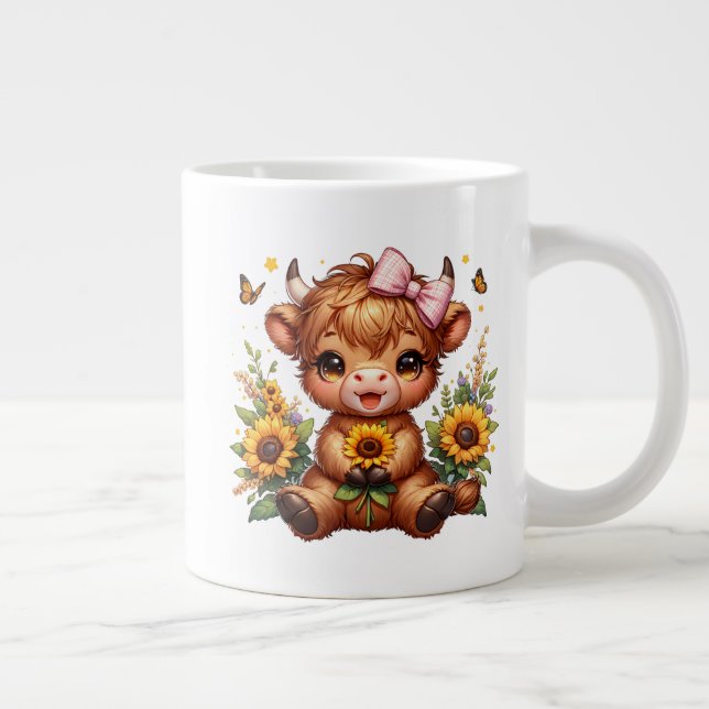 Caneca De Café Grande Baby Highland Cow Jumbo Mug (Direita)