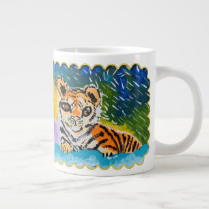 Caneca De Café Grande Baby Tiger "Art by Kids"