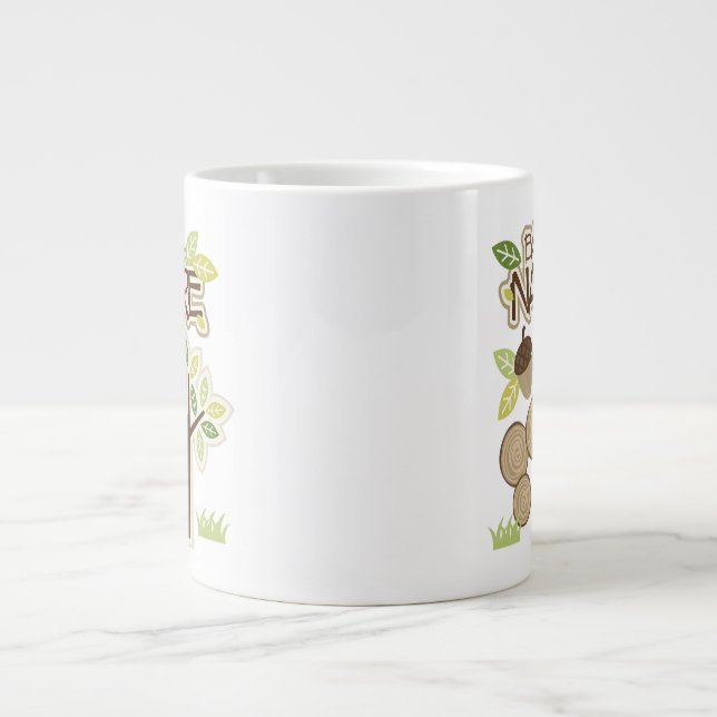 Caneca De Café Grande Back to Nature with Tree and Acorns (Frente)