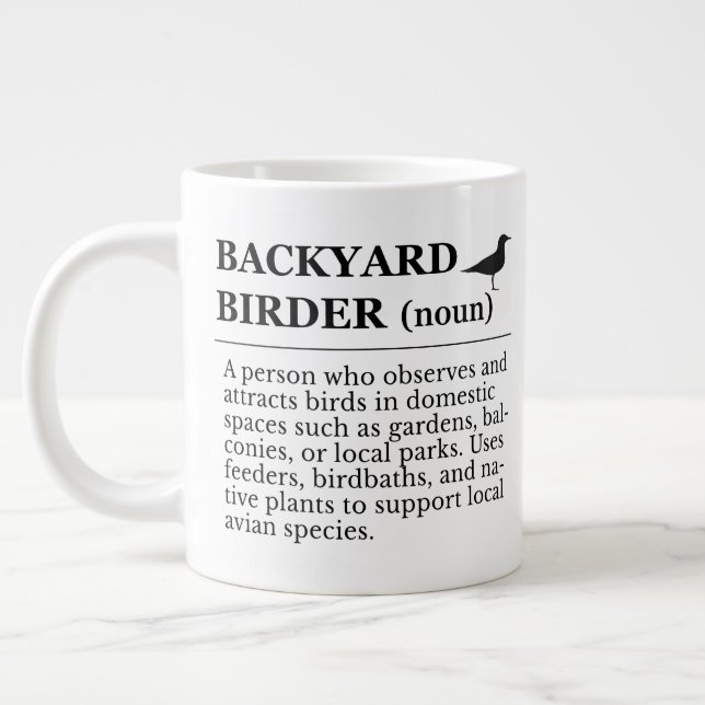 Caneca De Café Grande Backyard Birder Definition - Garden Birdwatching (Esquerda)