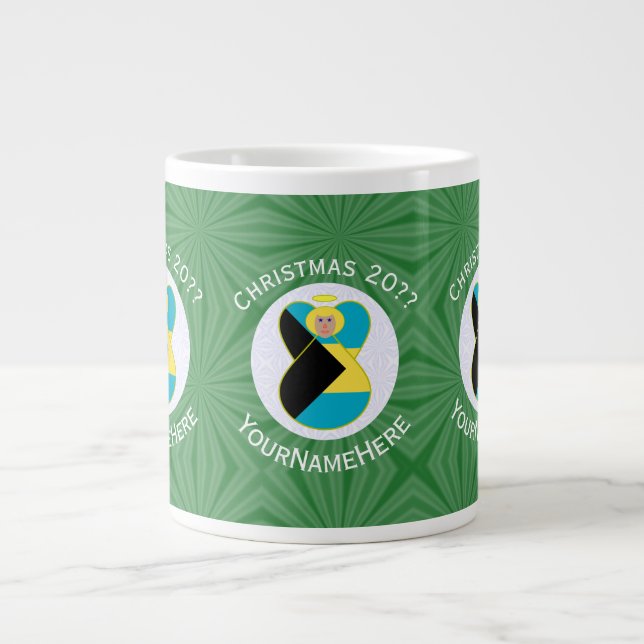 Caneca De Café Grande Bahaman Flag Blonde Angel Christmas Personalizado (Frente)
