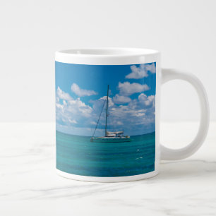 Caneca De Café Grande Baía Tropical Azul Paisagem Marítima