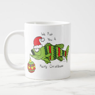 Caneca De Café Grande Baixo Natal Engraçado Pesca Peixe Cartoon