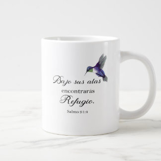 Caneca De Café Grande Bajo sus alas Salmo 91 bíblia verso espanhol