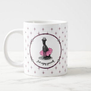 Caneca De Café Grande Balé Ballerina Princess Greyhound Dog (preto)