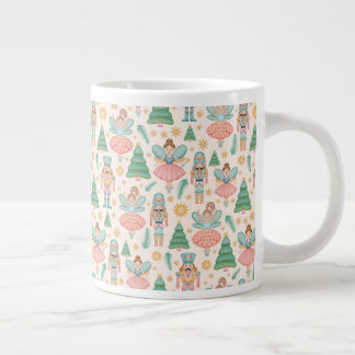 Caneca De Café Grande Balé e Fadas de Nozes em Fundo de Creme