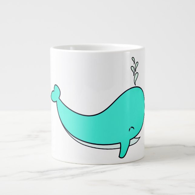 Caneca De Café Grande Baleia, Mar, Água (Frente)