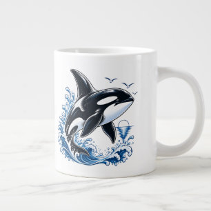 Caneca De Café Grande Baleia Orca Fofa Gráfico do Oceano para Crianças