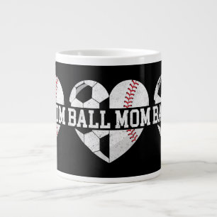 Caneca De Café Grande Ball Mãe Camisa Coração Engraçado Baseball Soccer