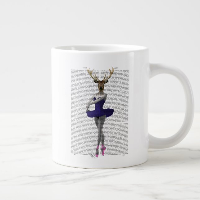 Caneca De Café Grande Ballerina Deer em Azul (Direita)