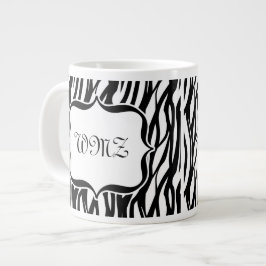 Caneca De Café Grande Bandas de Zebra Pretas e Brancas Personalizadas