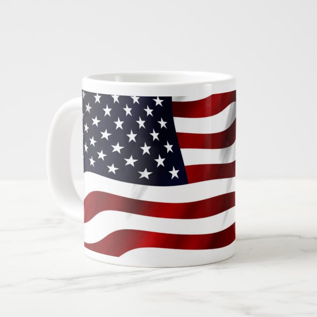 Caneca De Café Grande Bandeira Americana (Frente Esquerda)