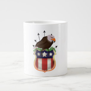 Caneca De Café Grande Bandeira Americana Águia Dourada Estrelas e Listra