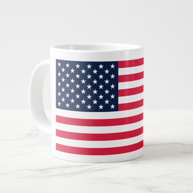 Caneca De Café Grande Bandeira Americana de 50 Estrelas: Glória Antiga L (Frente Esquerda)