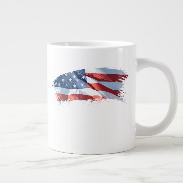Caneca De Café Grande Bandeira Americana do Traço Patriótico (Direita)