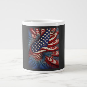Caneca De Café Grande Bandeira Americana Patriótica Fractal