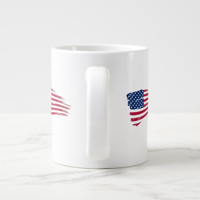 Caneca De Café Grande Bandeira Americana Rasgada (Traseira)