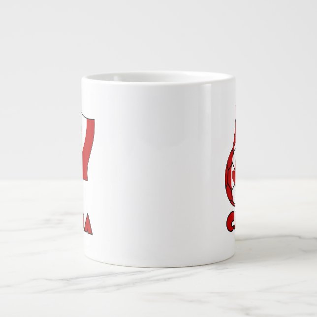 Caneca De Café Grande Bandeira canadense com bola de futebol (Frente)