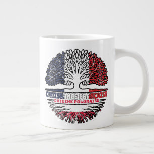 Caneca De Café Grande Bandeira da Árvore Francesa Polônia Polonesa