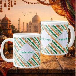 Caneca De Café Grande Bandeira da Índia Personalizada em Mosaico