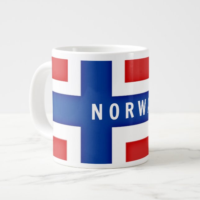 Caneca De Café Grande Bandeira da Noruega (Frente Esquerda)