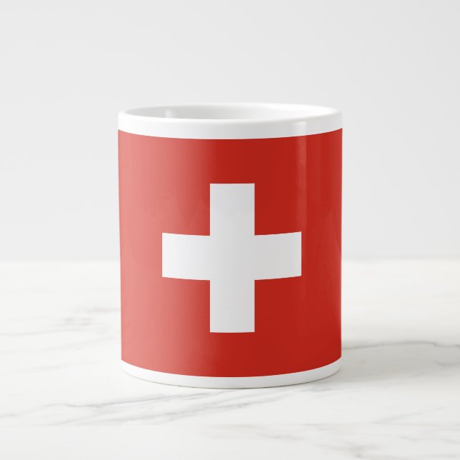 Caneca De Café Grande Bandeira da suiça (Frente)