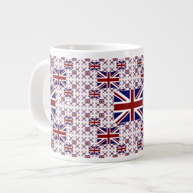 Caneca De Café Grande Bandeira da União do Reino Unido em camadas (Frente Esquerda)
