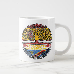 Caneca De Café Grande Bandeira das Raízes da Árvore Espanhola da Espanha