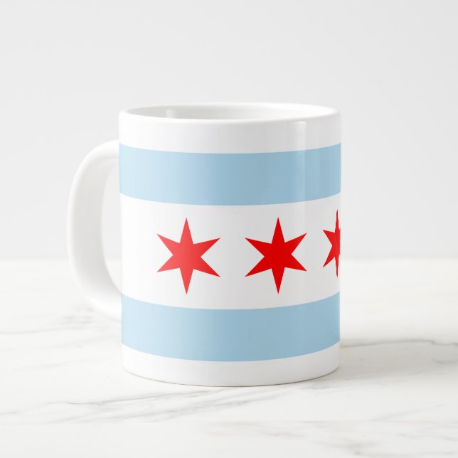 Caneca De Café Grande Bandeira de Chicago Jumbo Mug (Frente Esquerda)