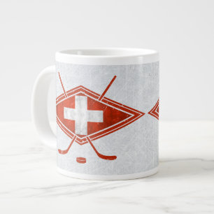 Caneca De Café Grande Bandeira de Hóquei no Gelo da Suíça Mug