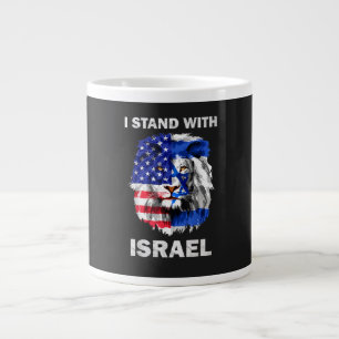 Caneca De Café Grande Bandeira de Israel e EUA Leão _ Eu Estou com Israe