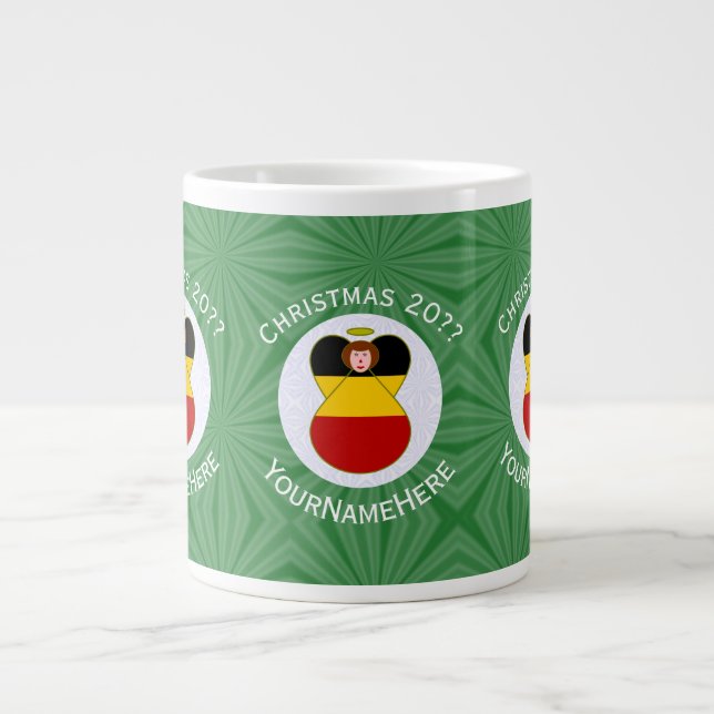 Caneca De Café Grande Bandeira de Natal do Anjo Alemão Personalizada (Frente)