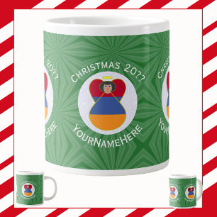 Caneca De Café Grande Bandeira de Natal do Anjo Armênio Personalizada