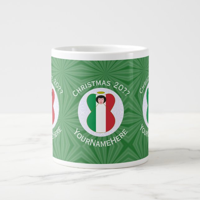 Caneca De Café Grande Bandeira de Natal do Anjo Italiano Personalizada (Frente)