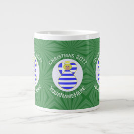 Caneca De Café Grande Bandeira de Natal do Anjo Loura Grega Personalizad