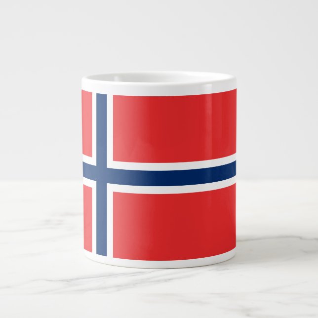 Caneca De Café Grande Bandeira de Noruega (Frente)