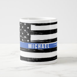 Caneca De Café Grande Bandeira de Polícia Thin Blue Line Personalizada G