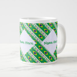 Caneca De Café Grande Bandeira do Brasil Tiled Personalizada
