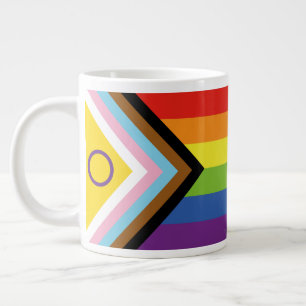 Caneca De Café Grande Bandeira do orgulho intersexo SlipperyJoe's fundo