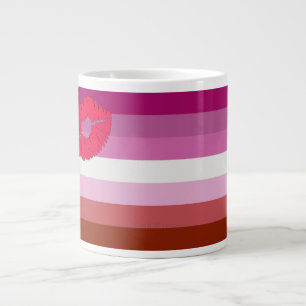 Caneca De Café Grande Bandeira do orgulho lésbico de batom SlipperyJoe f