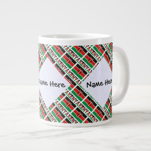 Caneca De Café Grande Bandeira do Quênia Nome Personalizado em Mosaico